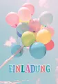 Einladungen - 5 Einladungen im Format 10,5 x 15 cm mit 5 Umschlägen - Bunte Luft