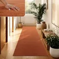 Paco Home - Moderner Wohnzimmer Teppich Kurzflor Waschbar Weich Einfarbig Felloptik Anti-rutsch 80x150 Cm, Kupfer