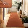 Paco Home Moderner Kuscheliger Wohnzimmer Teppich Kurzflor waschbar flauschig Weich Einfarbig Felloptik zeitlos stilvoll rutschfest pflegeleicht, Grösse:80x150 cm, Farbe:Kupfer
