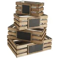 Holzkiste Vintage Pflanzkasten Set Tafelblumen Deko 4er-Set 40-25cm