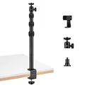 Victiv Kamera Tischstativ für DSLR Canon, 37cm-105cm Handy Tisch Stativ mit Handyhalterung for Smartphone, Multifunktional Lichtstativ Klemmstativ mit 1/4" Kugelkopf Lampenkopf, Table Tripod, Schwarz