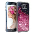 EAZY CASE Hülle kompatibel mit Samsung Galaxy S6 Schutzhülle mit Flüssig-Glitzer, Handyhülle, Schutzhülle, Back Cover mit Glitter Flüssigkeit, aus TPU/Silikon, Transparent/Durchsichtig, Pink