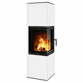 HITZE Eck Kaminofen SIGA 6,5 kW weiß Holzofen Stückholzofen Brennraum schwarz