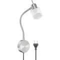 ledscom.de Leselampe MIRAS mit Schwanenhals, Schalter und Stecker chrom matt GU10 Wand-Leuchte 6,74W 630lm 100° weiß