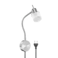 ledscom.de Leselampe MIRAS mit Schwanenhals, Schalter und Stecker chrom matt GU10 Wand-Leuchte 6,74W 630lm 100° weiß