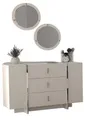 JVmoebel Kommode Elegante Anrichte mit Spiegel in Hochglanz Weiß und Stauraum (Kommode mit 2x Spiegeln), Made in Europa