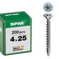 SPAX Universalschraube, 4,0 x 25 mm, 200 Stück, T-STAR plus, Senkkopf, Vollgewinde, 4CUT, WIROX A3J, 1191010400253