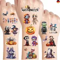 Halloween Tattoos für Kinder, 12 Blätter Temporäre Glitzer Tattoo Set Kinder, Ha