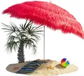 KINGSLEEVE® Sonnenschirm Hawaii Ø160cm Neigbar Höhenverstellbar UV Schutz 30+ Groß Rund Balkon Strand Strohschirm Strandschirm Bast Hawaiischirm Rot