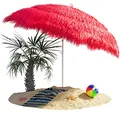 Kingsleeve® Sonnenschirm Hawaii Ø160cm Neigbar Höhenverstellbar UV Schutz 30+ Groß Rund Balkon Strand Strohschirm Strandschirm Bast Hawaiischirm Rot