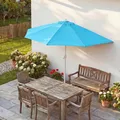 Sonnenschirm halbrund Lorca, Halbschirm Balkonschirm, UV 50+ Polyester/Alu 3kg 300cm türkis ohne Ständer