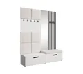 Beautysofa Garderobenschrank mit gepolsterten Paneelen und dekorativen Lamellen MARGARET I+II (Elegante Kleiderbügel) Zwei abschließbare Schuhschränke