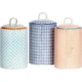 Nicola Spring handbedruckte Küchenbehälter - 11,5 cm - 3 Farben - Braun
