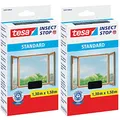 tesa® Insect Stop STANDARD Fliegengitter für Fenster - Insektenschutz zuschneidbar - Mückenschutz ohne Bohren - Fliegen Netz anthrazit, 130 cm x 150 cm (2)