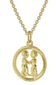 trendor Sternzeichen Zwilling Gold 333 Anhänger Ø 16 mm + Halskette Tierkreiszeichen, eleganter Halsschmuck aus Echtgold für Damen, 75940-06