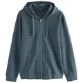 Next Kapuzensweatshirt Leichte Velours-Kapuzenjacke mit Reißverschluss (1-tlg) blau L