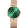 Bering Damen Uhr Armbanduhr Classic Quarz - 14134-368 Edelstahl - Gold/Grün