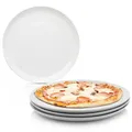 Sänger | Pizzateller Set New Port 4 tlg, Servierteller Groß aus Porzellan, Pizza Teller Set spülmaschinenfest kratzfest multifunktional, Pizza Set, Teller Groß Pizza Brett Weiß | PREMIUM COLLECTION