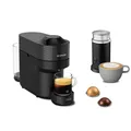NESPRESSO VERTUO Pop | Kaffeekapselmaschine von De'Longhi & Aeroccino Milchaufschäumer | Liquorice Black