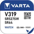 4x V319 Uhrenbatterie Knopfzelle = SR64SW SR527SW Silberoxid VARTA