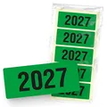 itenga 50x Jahresetiketten Ordner Inhaltsschild Jahreszahl I Aufkleber für Akten selbstklebend aus Haftpapier Rechteckig 6x2,5cm (Kalenderjahr 2027 (grün))