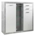 Sideboard Highboard Kommode mit Beleuchtung Schubladen Weiß Hochglanz Betonoptik