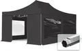 TOOLPORT 4x6m Aluminium Faltpavillon, inkl. 4 Seitenteile, schwarz