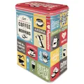 Nostalgic-Art Retro Kaffeedose, 1,3 l, Coffee Collage – Geschenk-Idee für Kaffee-Fans, Blech-Dose mit Aromadeckel, Vintage Design, Kaffee-Deko
