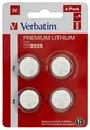 Verbatim Premium Lithium Knopfzellen CR2025 4-er Pack 3V 160mAh, Lithium-Knopfzellen-Batterien für Uhr Autoschlüssel Fernbedienung Kamera Spielzeug & Co, Knopfbatterie Lithiumbatterie