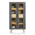 Henders & Hazel Jardin Vitrine 2 Glastüren+2 Schubladen+LED MDF/Eiche Furnier 110x200 cm - Railway Brown