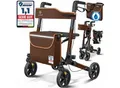 KESSER® Leichtgewicht Rollator faltbar mit Sitz, Griff, Tasche, schmal für Senioren Wohnung, Klappbar, Höhenverstellbar, Reflektoren All Gelände Reifen Indoor-& Outdoor, Gehhilfe, Laufhilfe