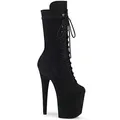 Pleaser Damen FLAMINGO-1050FS Plateau High Heels Stiefelette Velours Schwarz 40 EU