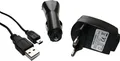 vhbw Ladezubehör Set kompatibel mit Medion GoPal MD96260, MD96268, MD96252 Navi - KFZ-Ladeadapter, Netz-Adapter, 2-in-1 USB-Datenkabel / Ladekabel