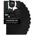 OfficeTree 50x Fotokarton A4 Schwarz 300g - Bastelpapier Schwarz - Tonkarton