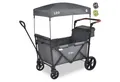 FableKids Bollerwagen Transportwagen, mit Dach, faltbarer, LEO X2Lite (Fossil Grau), Hecktasche, Abdeckhaube