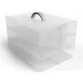 BigDean Sortierbox Aufbewahrung mit Griff Transparent 24 x 18,5 x 16 cm 3 Etagen mit 21 Fächern