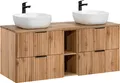 Doppelwaschtisch 140.8cm Adriel mit 4 Schubladen, Holzoptik