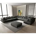 DELIFE Wohnlandschaft Clovis XXL Schwarz Hocker Ottomane Links modular - Schwarz