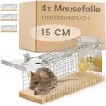 Mausefalle lebend - 4 Stück - Tierfreundlich & Wiederverwendbar - Aus nachhaltigemHolz - Sofort Einsatzbereit