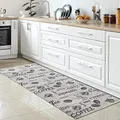 CARPETIA Läufer Teppich Küche Cafe Cappucino Coffee waschbar Flachgewebe grau/dunkelgrau/schwarz 80 x 300 cm