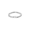 Purelei Elastischer Blütenring – Ring mit weißen Glasperlen & Edelstahl-Metallkugeln – Größen S/M & M/L – Edelstahl in Gold, Silber oder Roségold – Anxiety - Fidget (Silver, M-L)