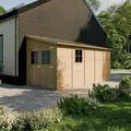 Timbela Anbau-Gartenhaus Holz M341A 10 m² mit Seitenwand ohne Boden