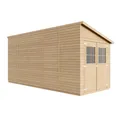 Holz Gartenschuppen (mit Seitenwand) - Abstellkammer mit Fenstern - H244x216x514 cm/10,2 m2 Naturholz-Shiplap-Schuppen - Gartenwerkstatt-TIMBELA M341A
