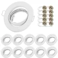 GU10 Einbaustrahler 10er Set – Schwenkbare Einbauspots Ø68mm – Einbaurahmen Weiß matt inkl. GU10 Fassung – 230V Deckenspots für LED oder Halogen – sweet LED