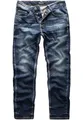 REPUBLIX Herren Jeans Regular Straight Fit Denim Hose Destroyed R07984 Dunkelblau W32/L30