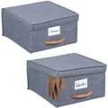 Relaxdays Aufbewahrungsbox 2er Set Polyester Grau Mit Deckel Faltbar 16 cm x 30 cm x 32,5 cm 500 g