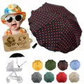 Sonnenschutz universal [Sonnenschirm für Kinderwagen] Buggy UV Schutz 50+ mit Universalhalterung biegsamer Schirm für Rund- und Ovalrohre verstellbar (schwarz-rot Punkte)