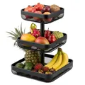eluno 3-stöckige eckige Obstetagere / Brotkorb, Obstschale, Obstkorb aus schwarz