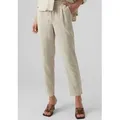 Vero Moda Schlupfhose VMJESMILO MW ANKLE PANTS WVN NOOS mit Leinen, elastisches Bündchen und Kordelzug grau L (40)