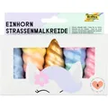 Folia 380509 - Einhorn Straßenmalkreide für Kinder, 5 Stück in Regenbogenfarben, Unicorn Kreide im Horn-Design